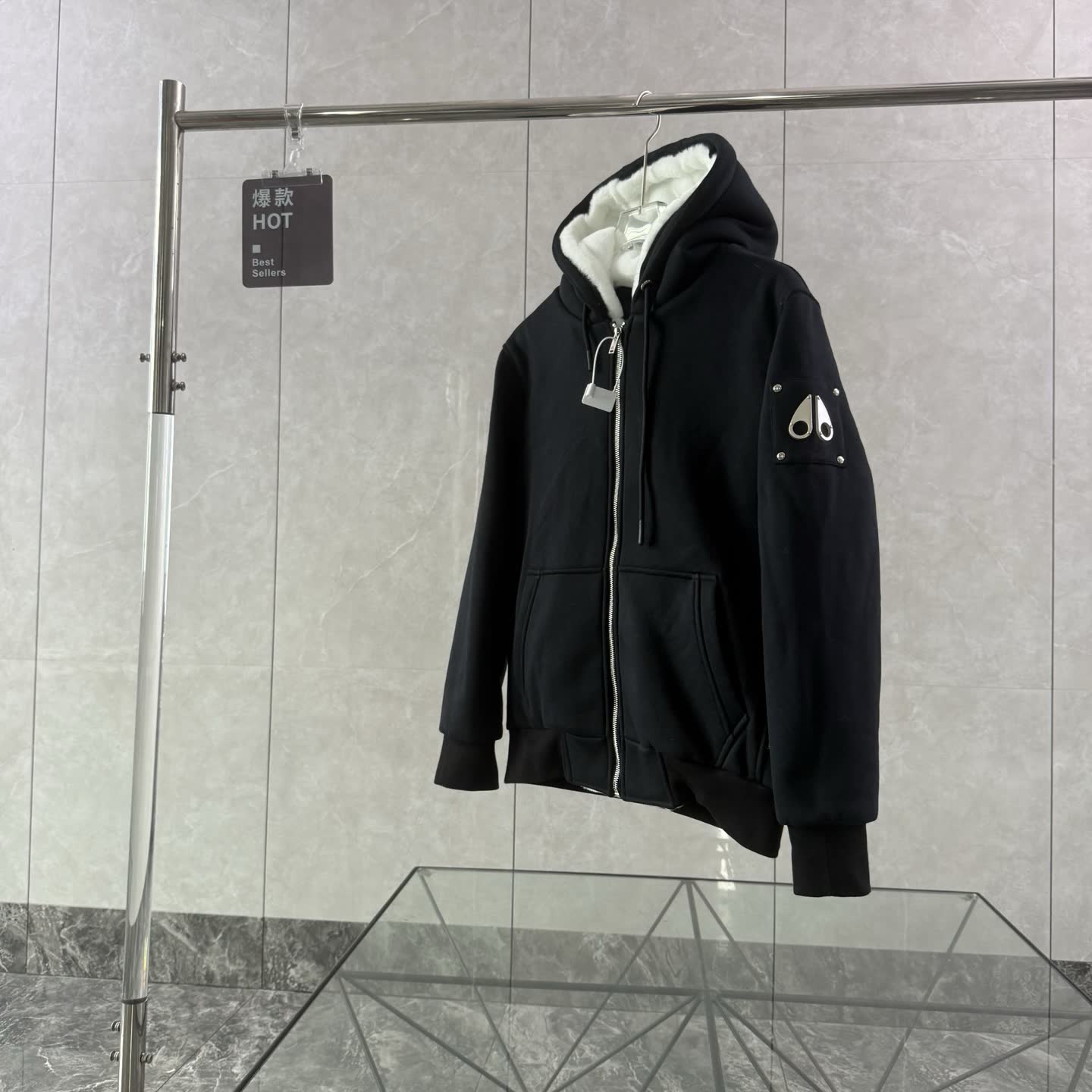 Moose Knuckles Shearling-Lined Zip Hoodie Moose Knuckles Shearling-Lined Zip Hoodie